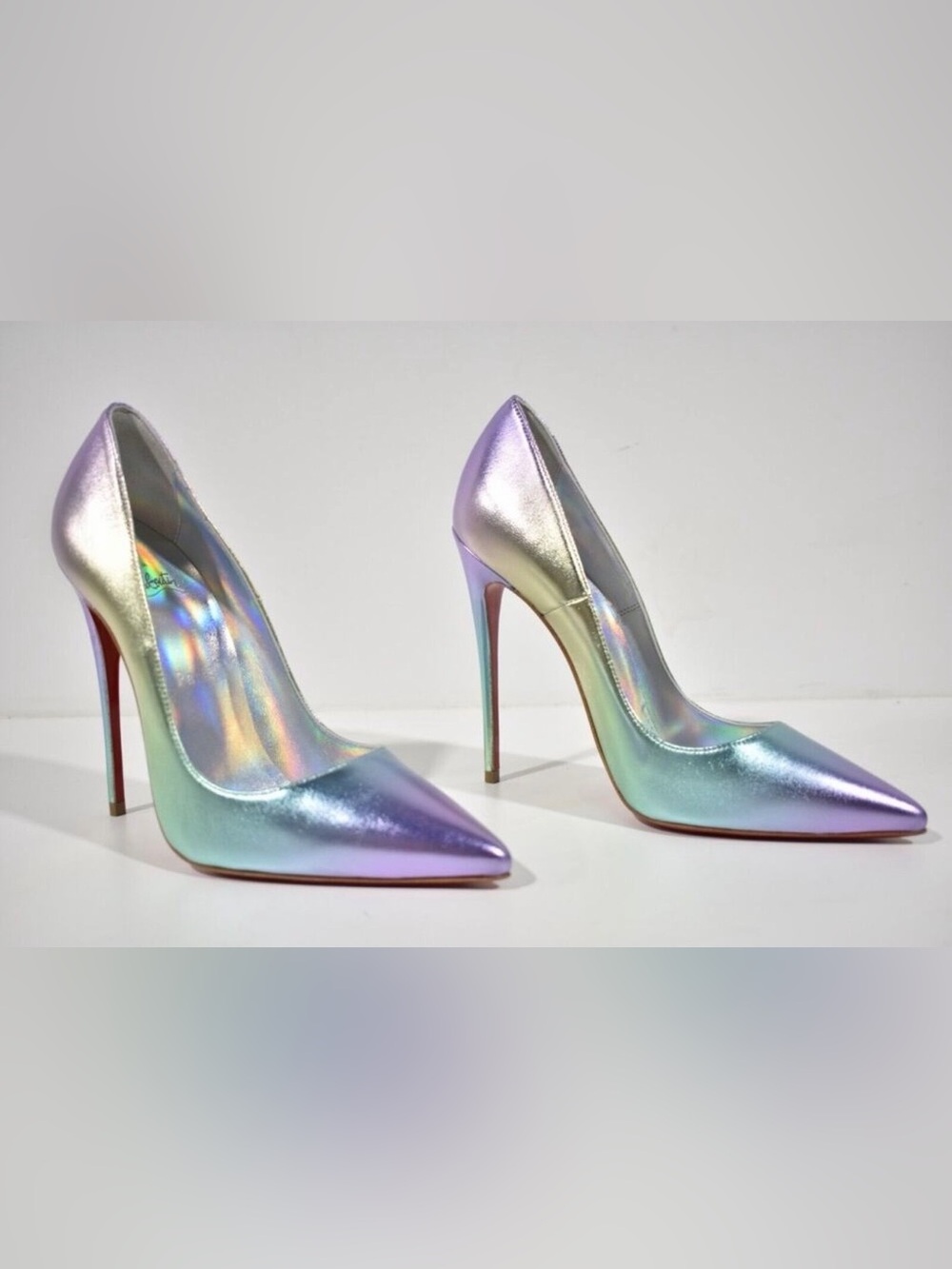 Christian Louboutin Iriza Iridescent Half-d'Orsay Red Sole Pumps